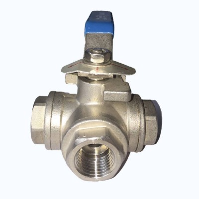 CF8M Stainless Steel Ball Valve Reduced Bore 3 Way 1000 PSI With Thread Connection